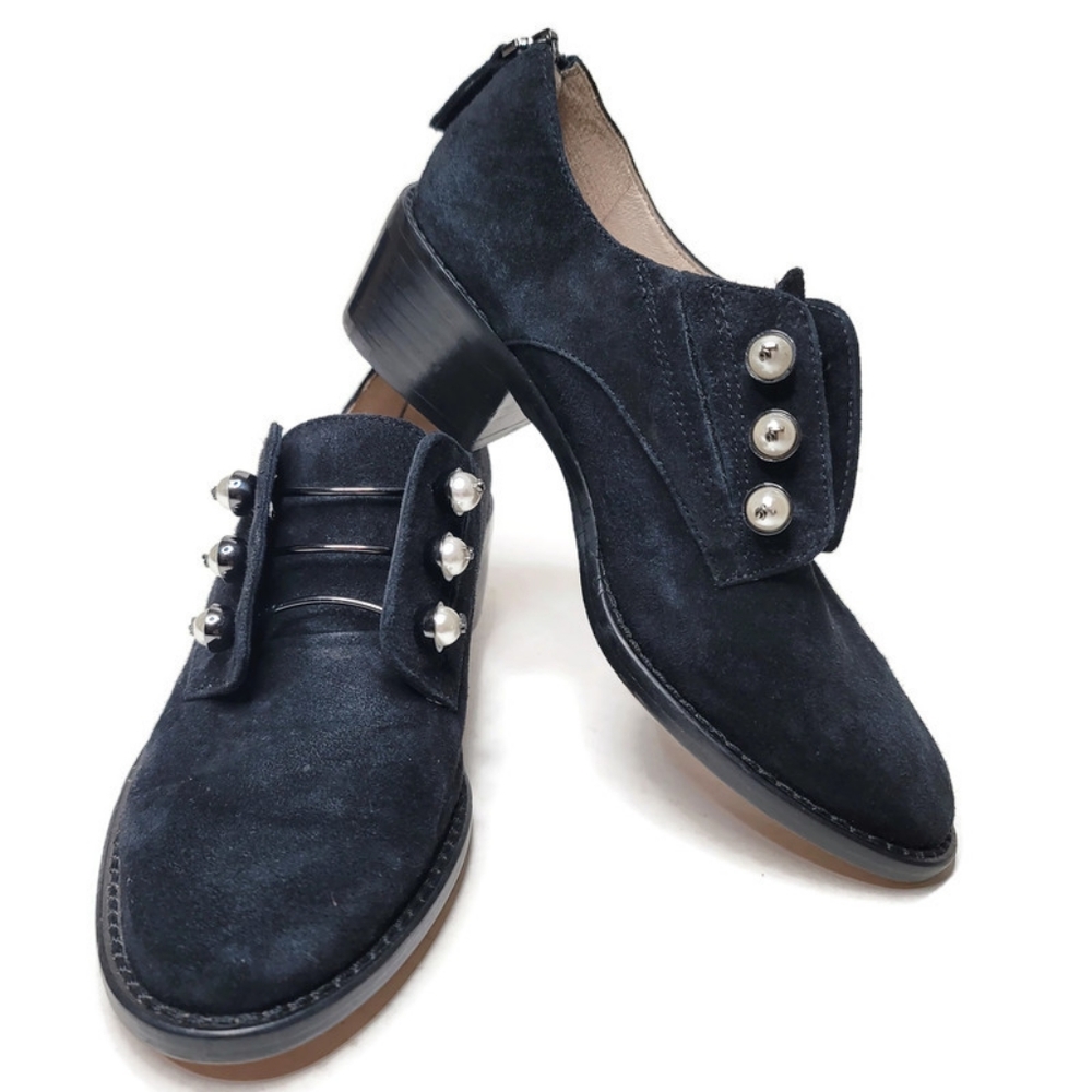 Louise Et Cie I Lo Fren Black Suede Oxfords size 4.